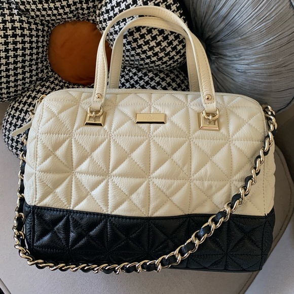 NWT KATE SPADE White/Black SEDGEWICK PLACE KENSEY QUILTED PURSE - Picture 1 of 7